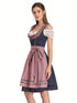 3-teiliges Damen Dirndl Set – Dunkelblaues Oktoberfest Kostüm mit Bluse und Schürze
